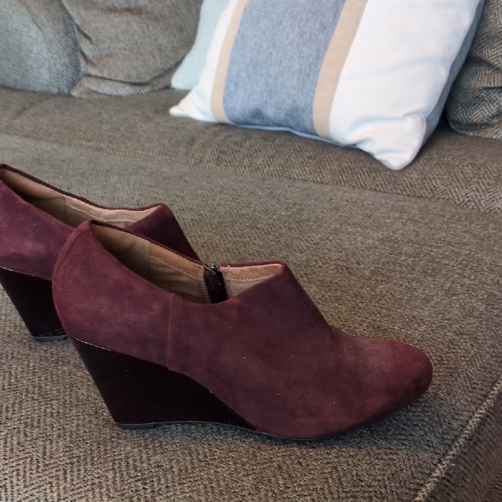 Clark's Artisan Suede Wedge Booties